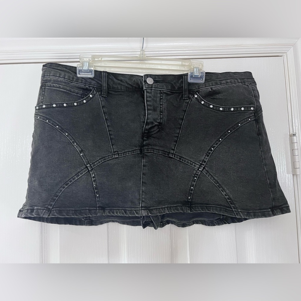 Studded Denim Skort